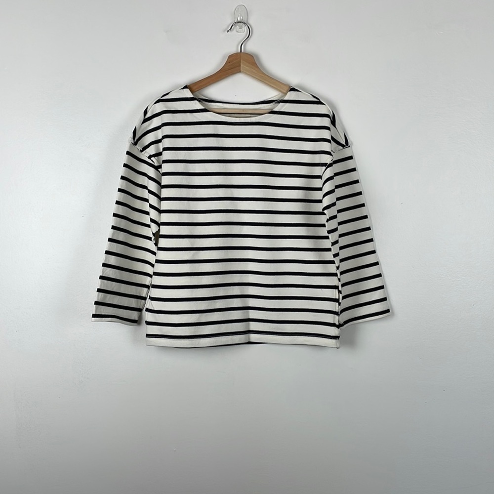 Madewell pullover long sleeve raw hem sleeve crewneck wide sleeve top Size Small